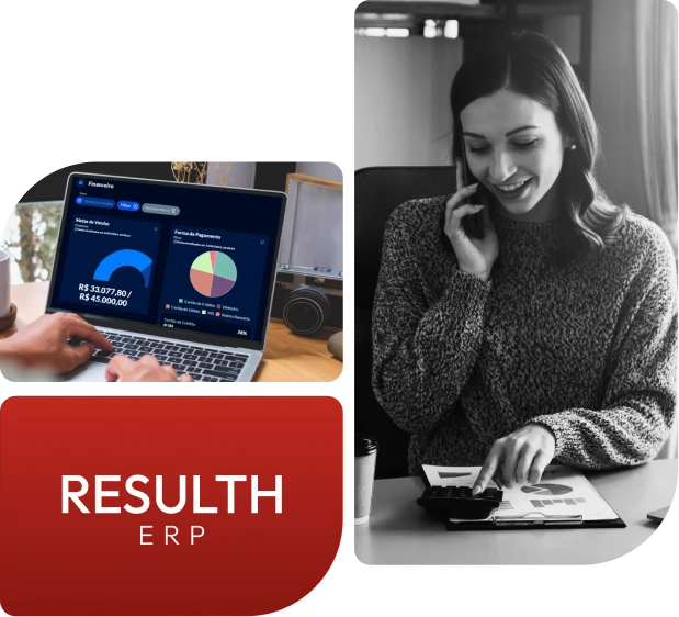 Profissional analisando relatórios financeiros gerados pelo Resulth ERP